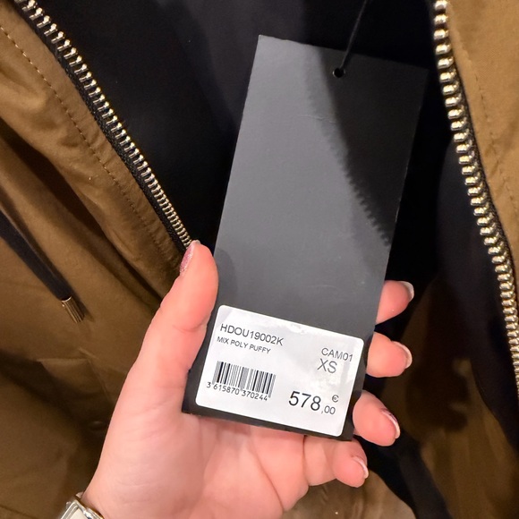 NWT The Kooples Brown Bomber puffer Jacket with Fur Hood - Real GOOSE DOWN - Picture 4 of 5